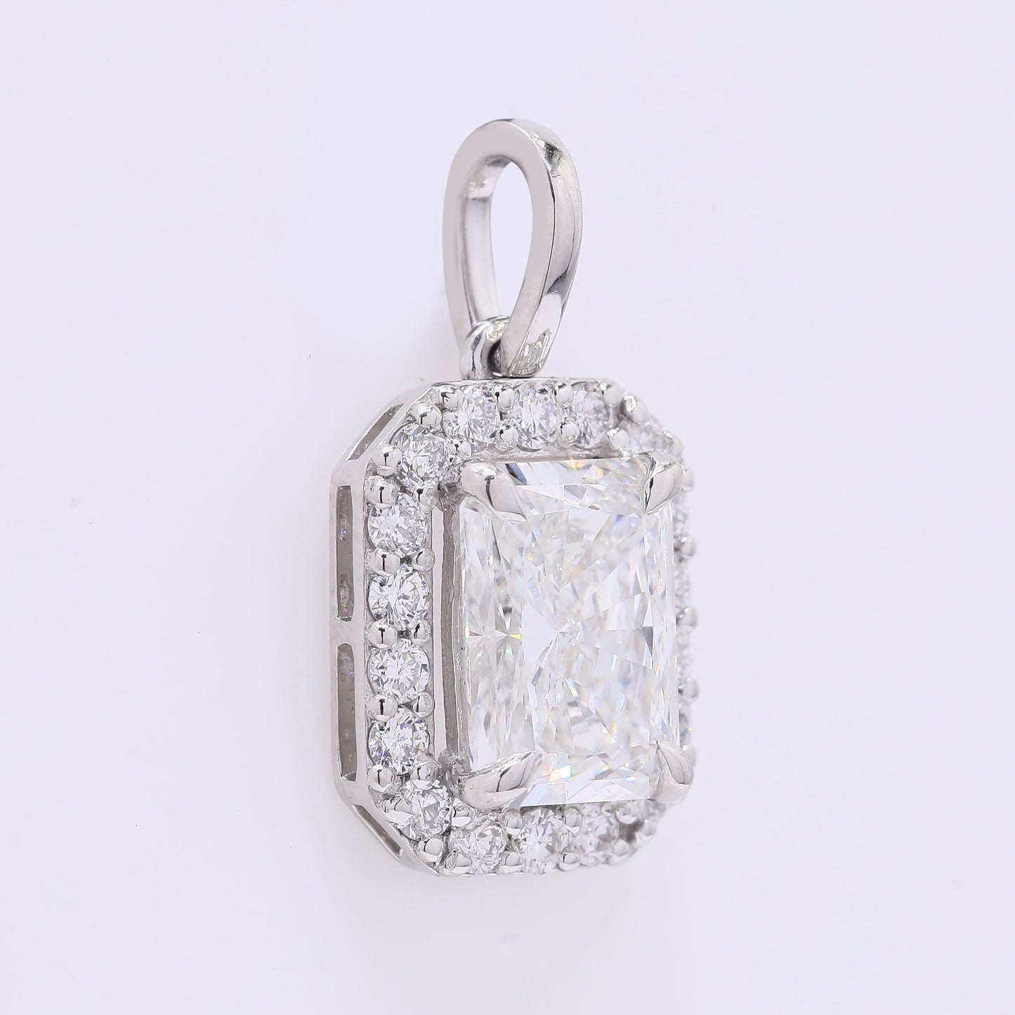 2.28 Ct Cut Cornere Rectangular Modifie Brilliant Lab Grown Diamond 950 Platinum Pendant