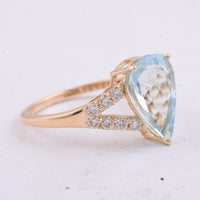 2.79 Ct Pear Natural Aquamarine 14K Gold Ring