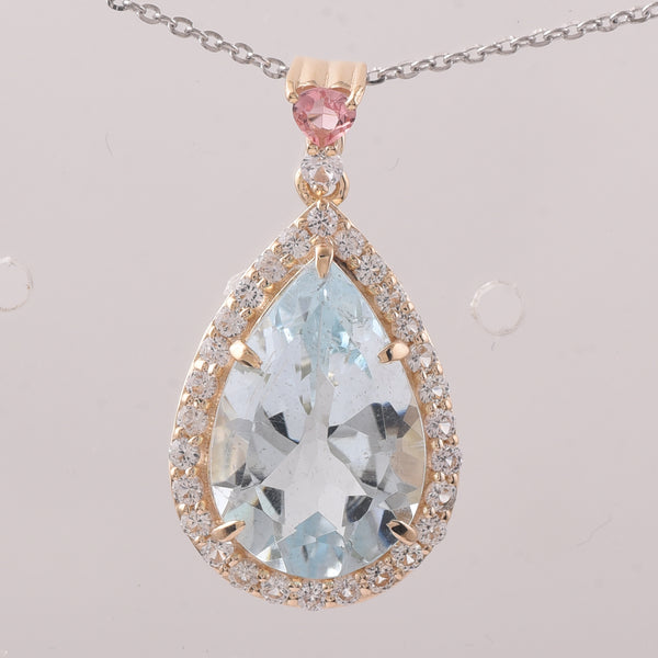 5.20 Ct Pear Aquamarine 9K Gold Pendant