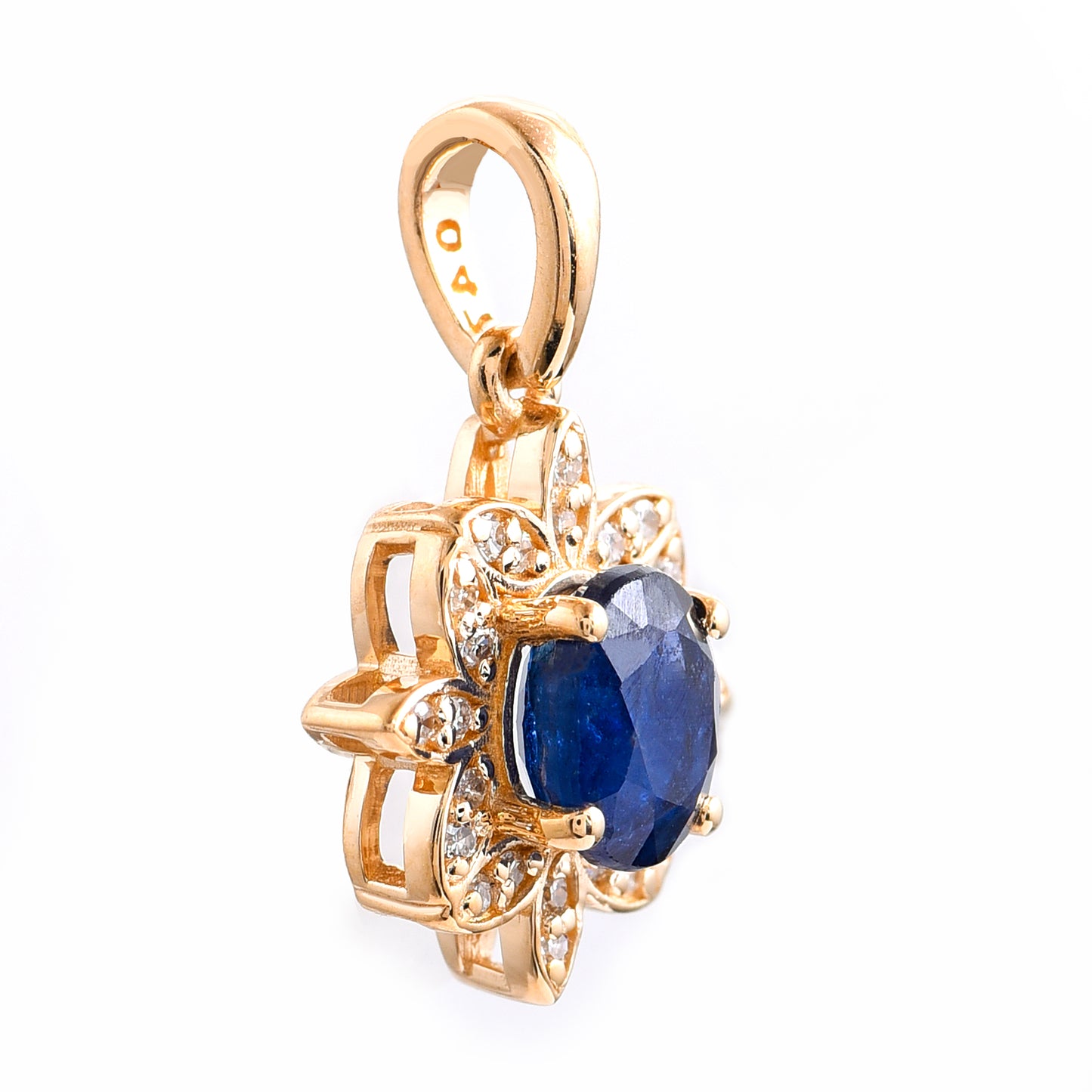 1.08 Ct Oval Mixed Cut Natural Sapphire 14K Gold Pendant