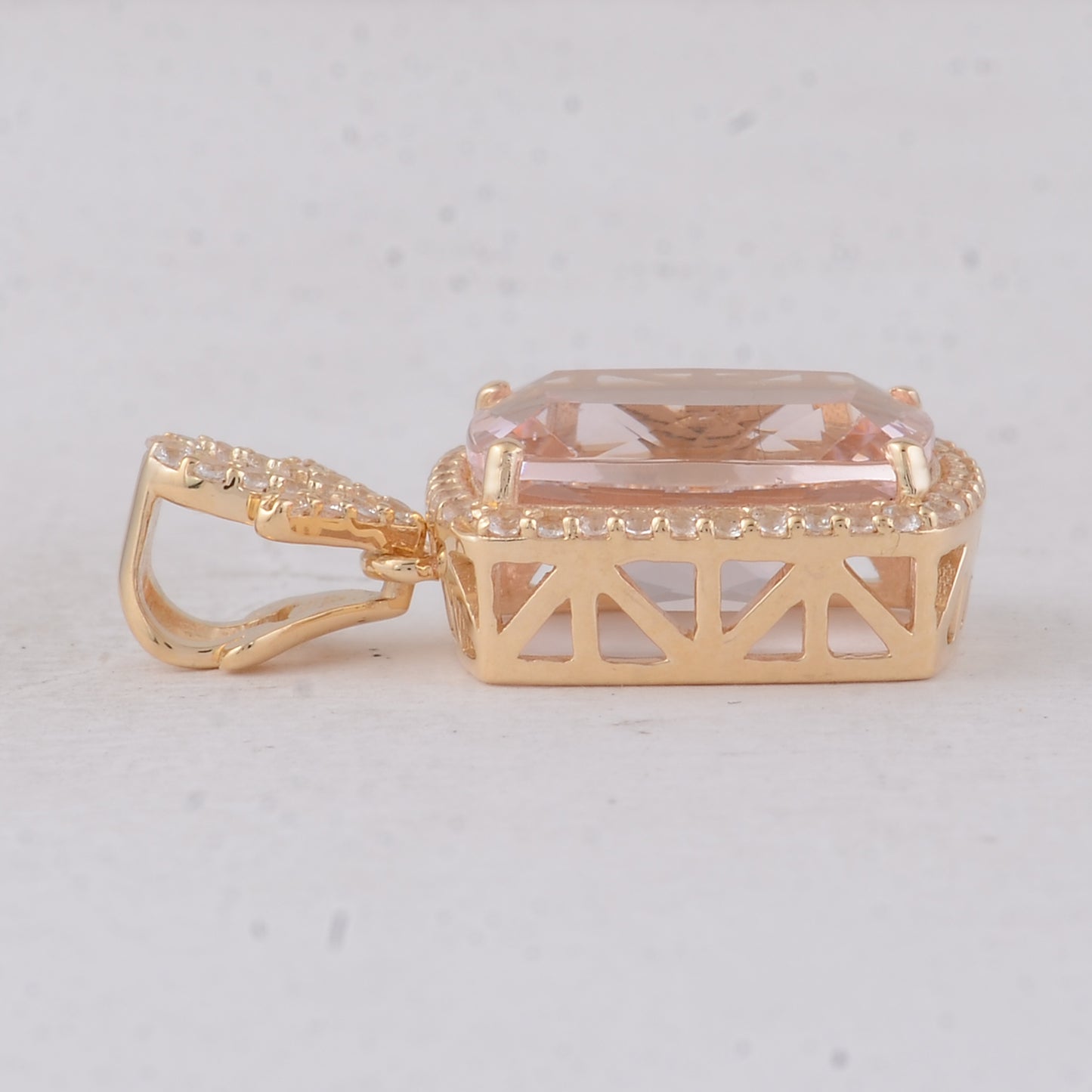 3.55 Ct Cushion Morganite 9K Gold Pendant