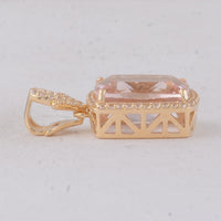 3.55 Ct Cushion Morganite 9K Gold Pendant