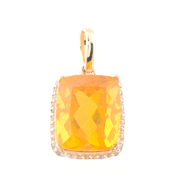 3.07 Ct Cushion Br.Fire Opal 9K Gold Pendant