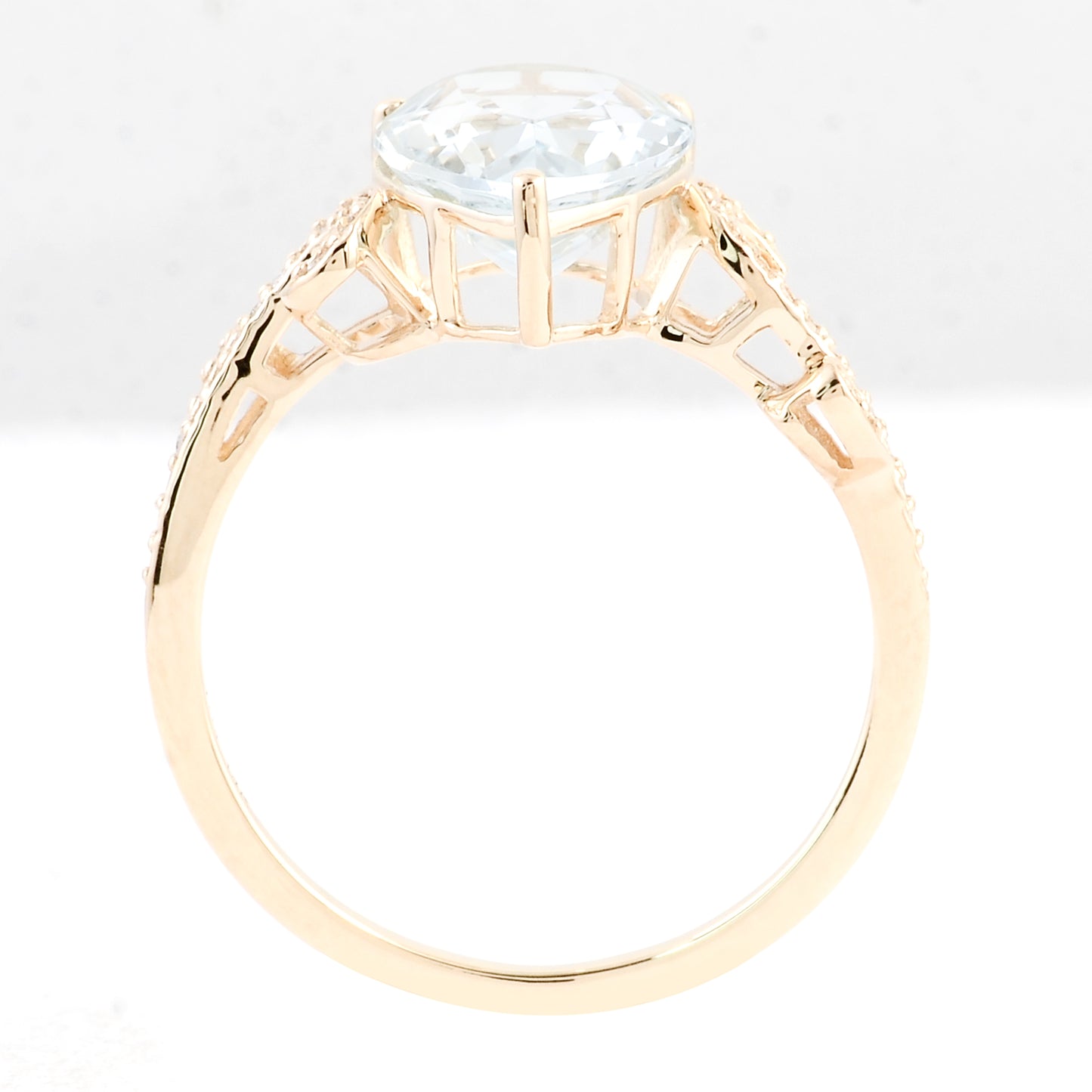 2.76 Ct Pear Mixed Cut Natural Beryl Aquamarine 14K Gold Ring