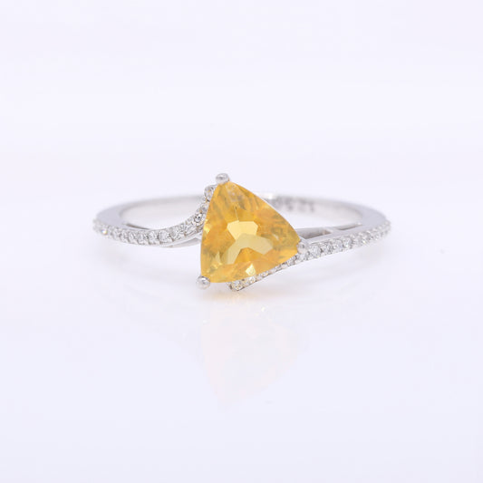 1.04 Ct Triangle Mixed Cut Natural Fire Opal 950 Platinum Ring