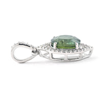 1.83 Ct Cushion Mixed Cut Natural Green Sapphire 950 Platinum Pendant