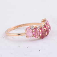 1.75 Ct Oval Cabochon Cut Natural Pink Tourmaline 14K Gold Ring