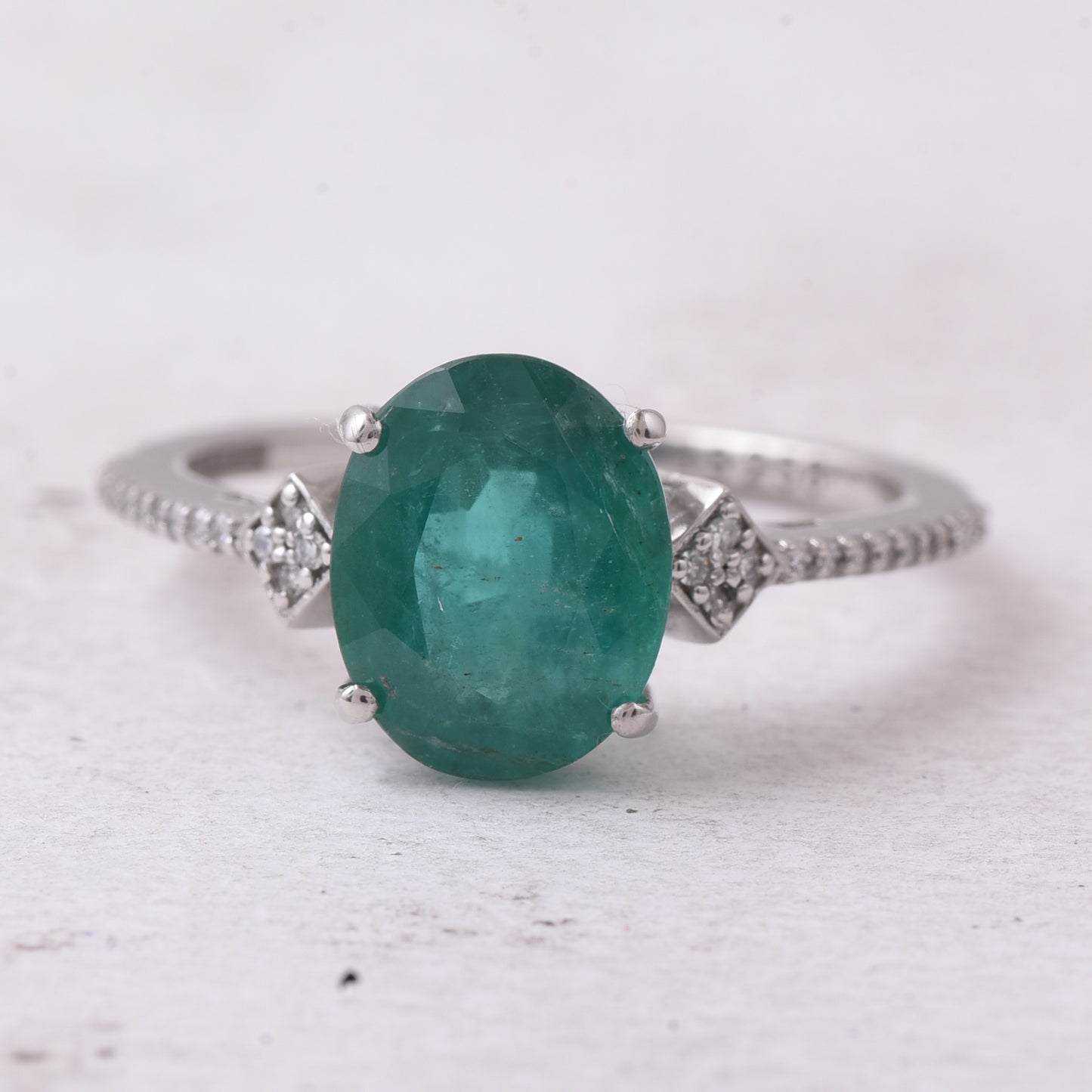 2.67 Ct Oval Mixed Cut Natural Emerald 950 Platinum Ring