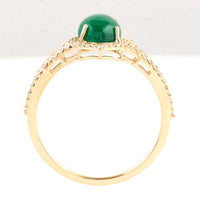 1.75 Ct Oval Cabochon Natural Beryl Emerald 14K Gold Ring
