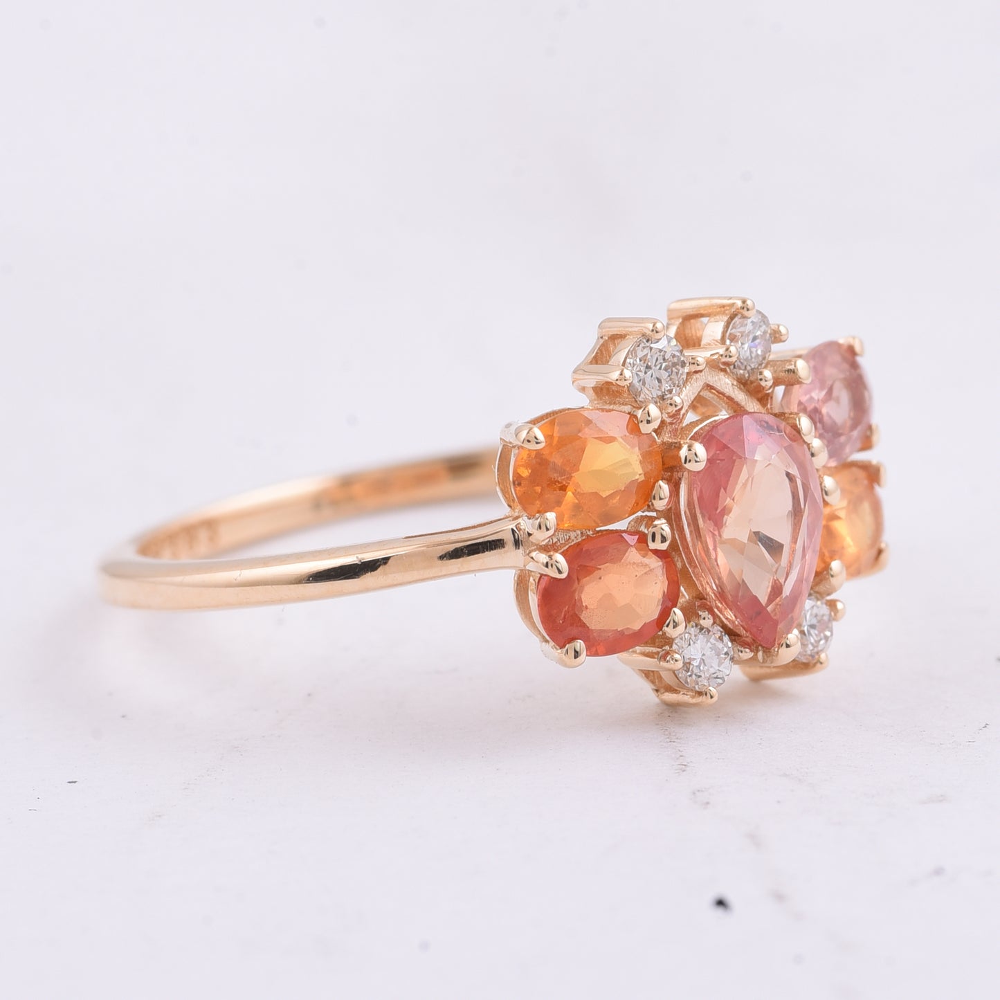 1.69 Ct Pear, Oval Natural Multi Coloured Sapphire 14K Gold Ring