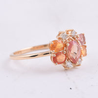 1.69 Ct Pear, Oval Natural Multi Coloured Sapphire 14K Gold Ring