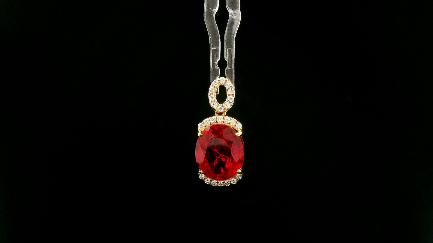 4.58 Ct Oval Lab Grown Ruby 14K Gold Pendant