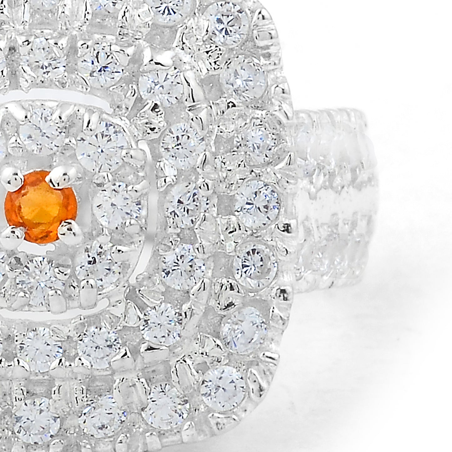 2.16 Ct Round Citrine, Cubic Zirconia 925 Sterling Silver Ring