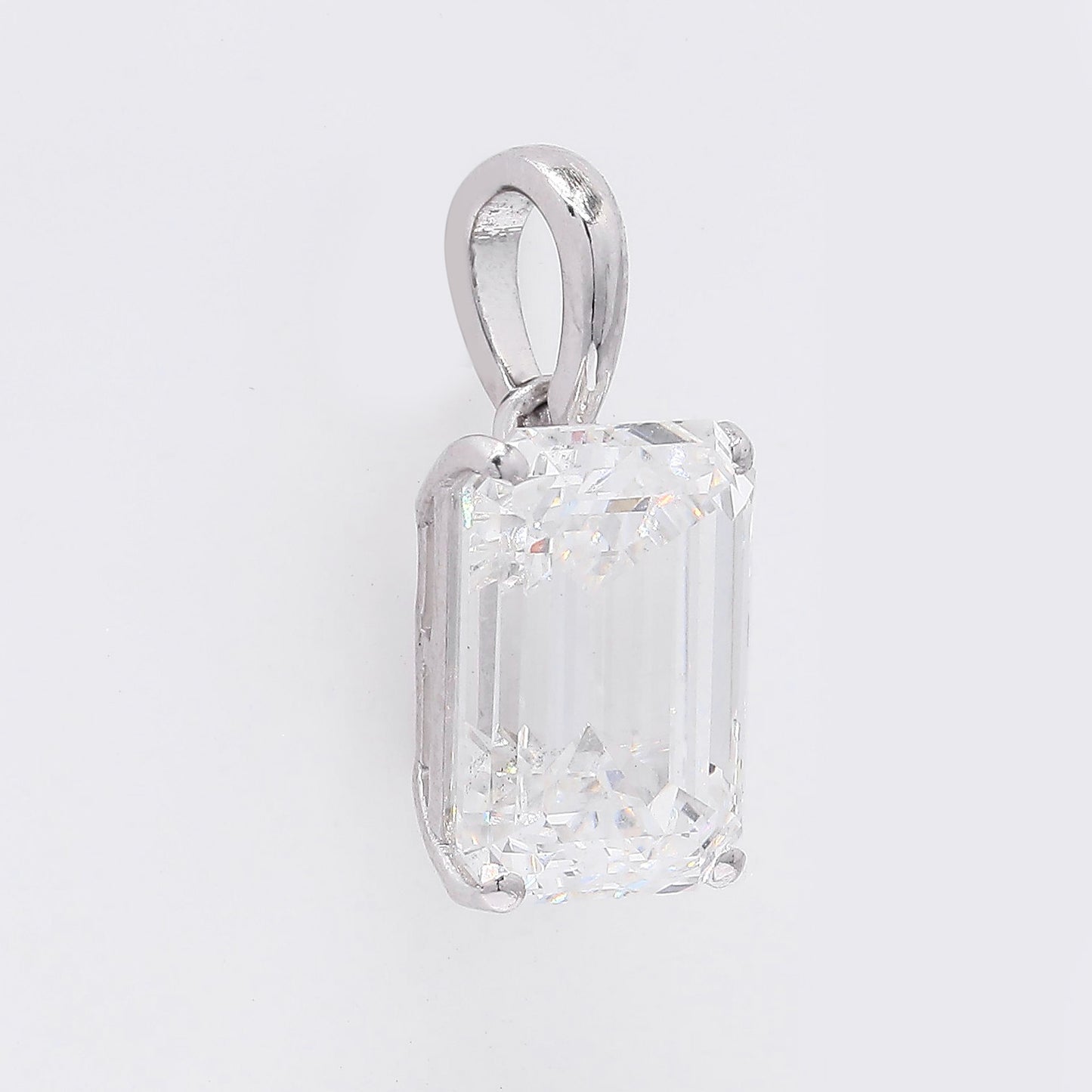 2.96 Ct Emerald Cut Lab Grown Diamond 950 Platinum Pendant