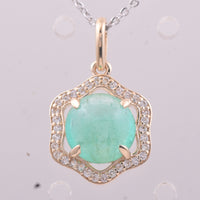 2.00 Ct Round Emerald 9K Gold Pendant