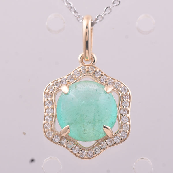 2.00 Ct Round Emerald 9K Gold Pendant