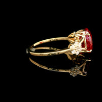 3.38 Ct Oval Mixed Cut Lab Grown Ruby 14K Gold Ring