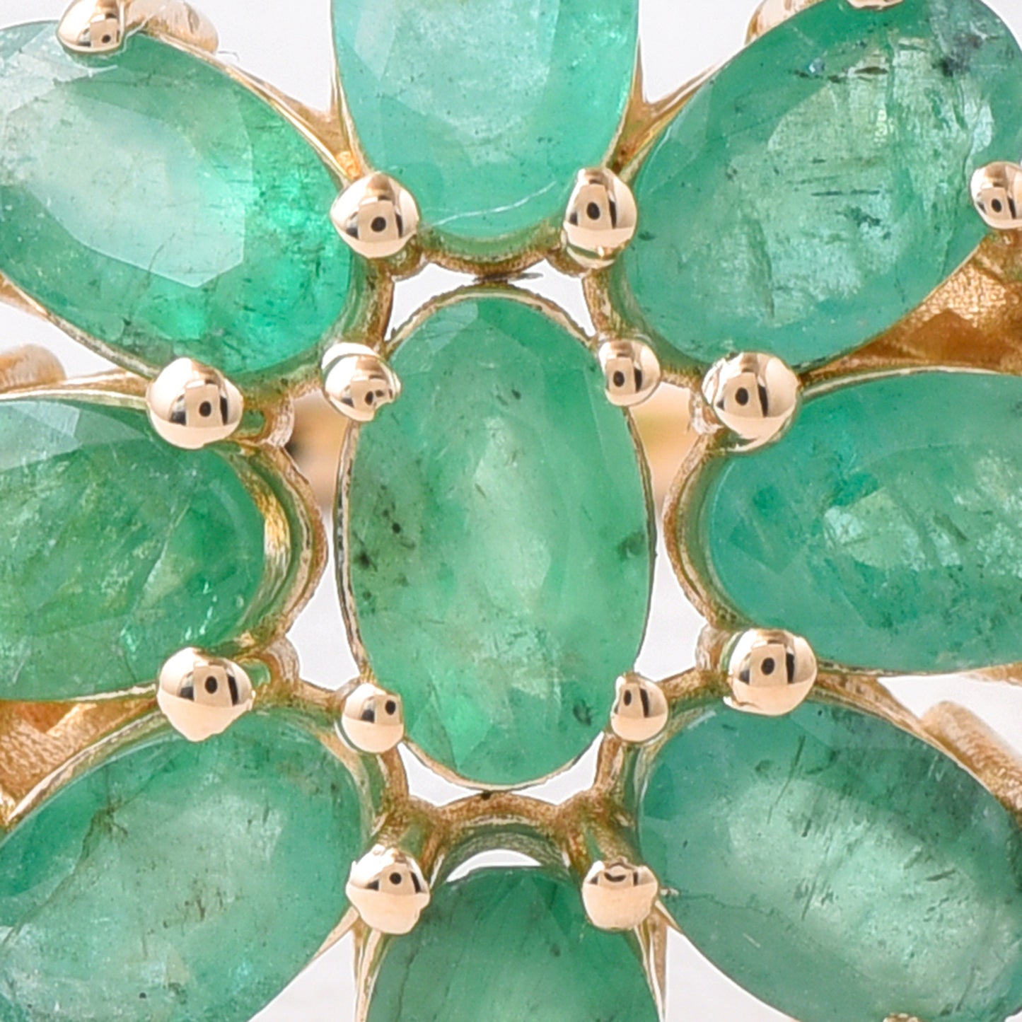 4.14 Ct Oval Mixed Cut Natural Emerald 14K Gold Ring