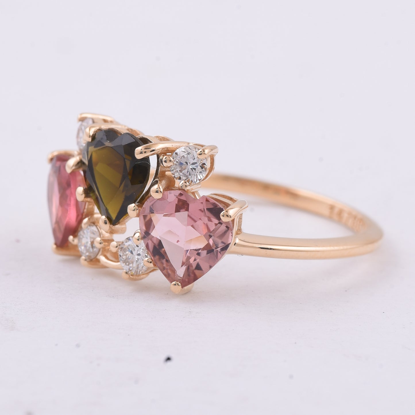 1.93 Ct Heart Natural Multi-Coloured Tourmaline 14K Gold Ring