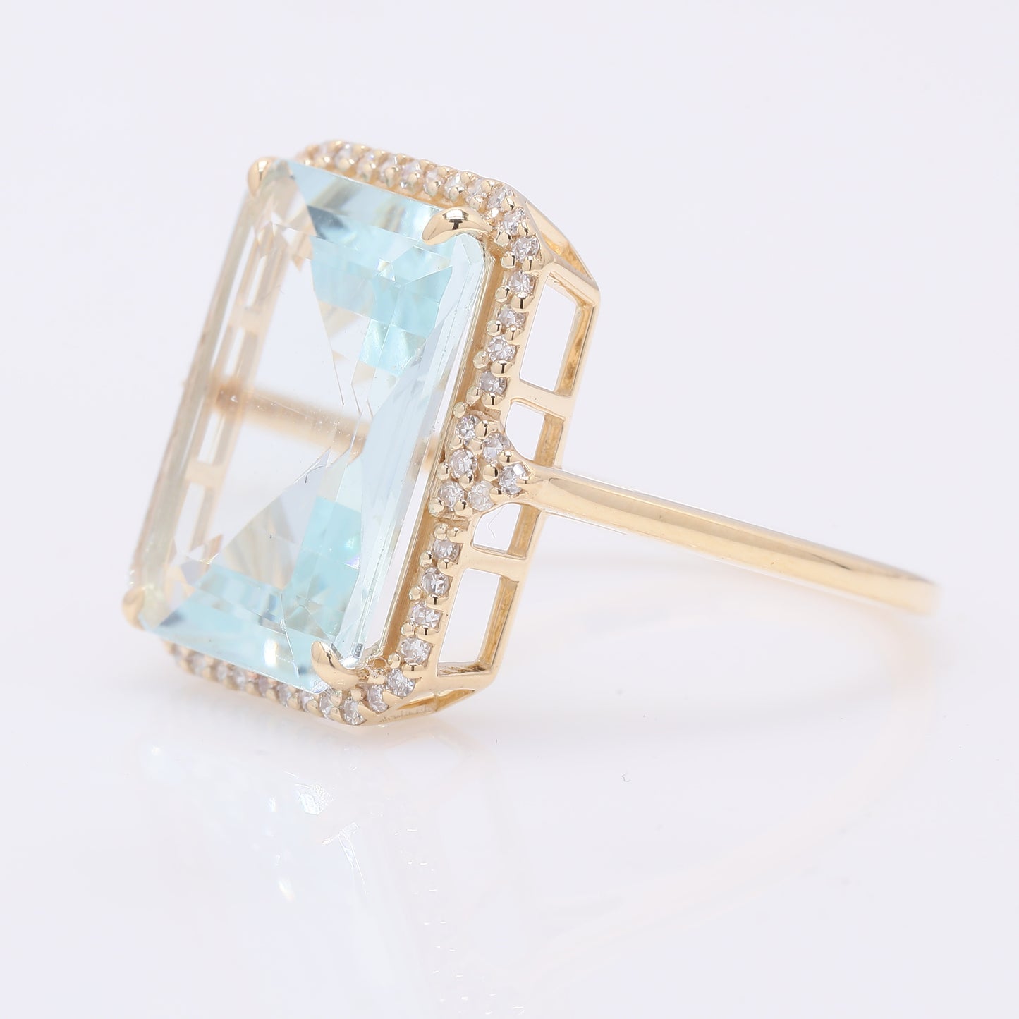 5.36 Ct Octagon Step Cut Natural Aquamarine 14K Gold Ring