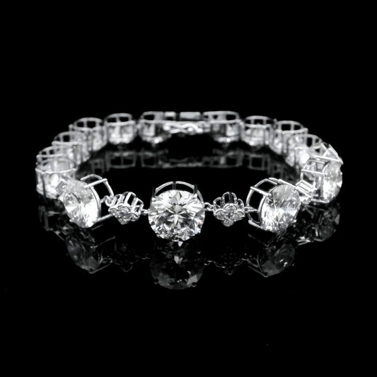 35.91 Ct Round Lab Grown Diamond 14K Gold Bracelet