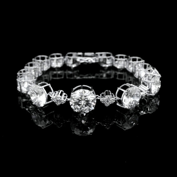 35.91 Ct Round Lab Grown Diamond 14K Gold Bracelet