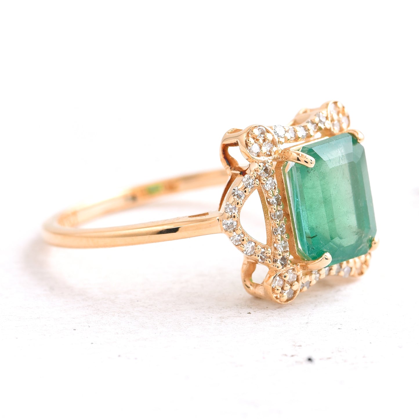 1.69 Ct Octagon Step Cut Natural Emerald 14K Gold Ring