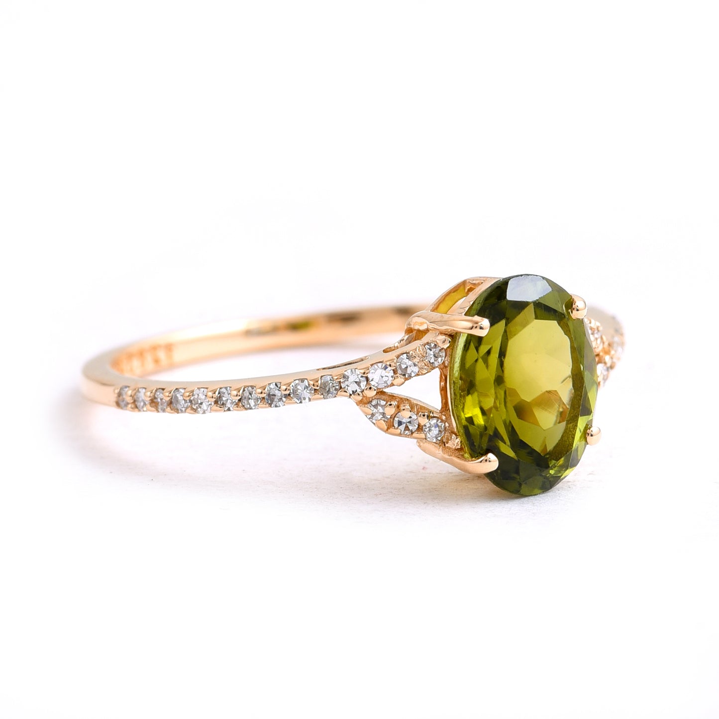 2.32 Ct Oval Mixed Cut Natural Tourmaline 14K Gold Ring