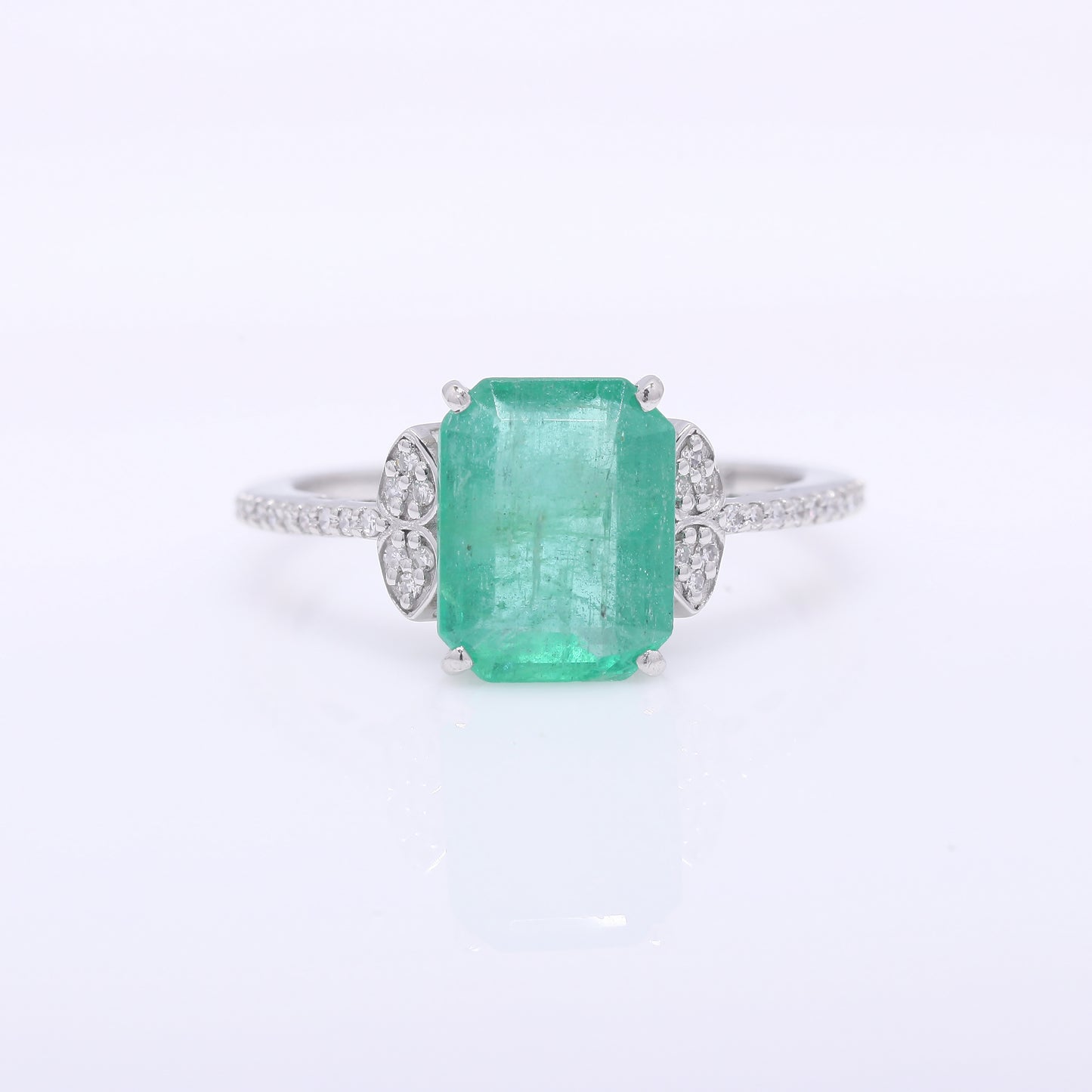 2.61 Ct Octagon Step Cut Natural Emerald 950 Platinum Ring