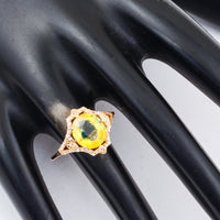 3.03 Ct Oval Mixed Cut Natural Bi Coloured Sapphire 14K Gold Ring