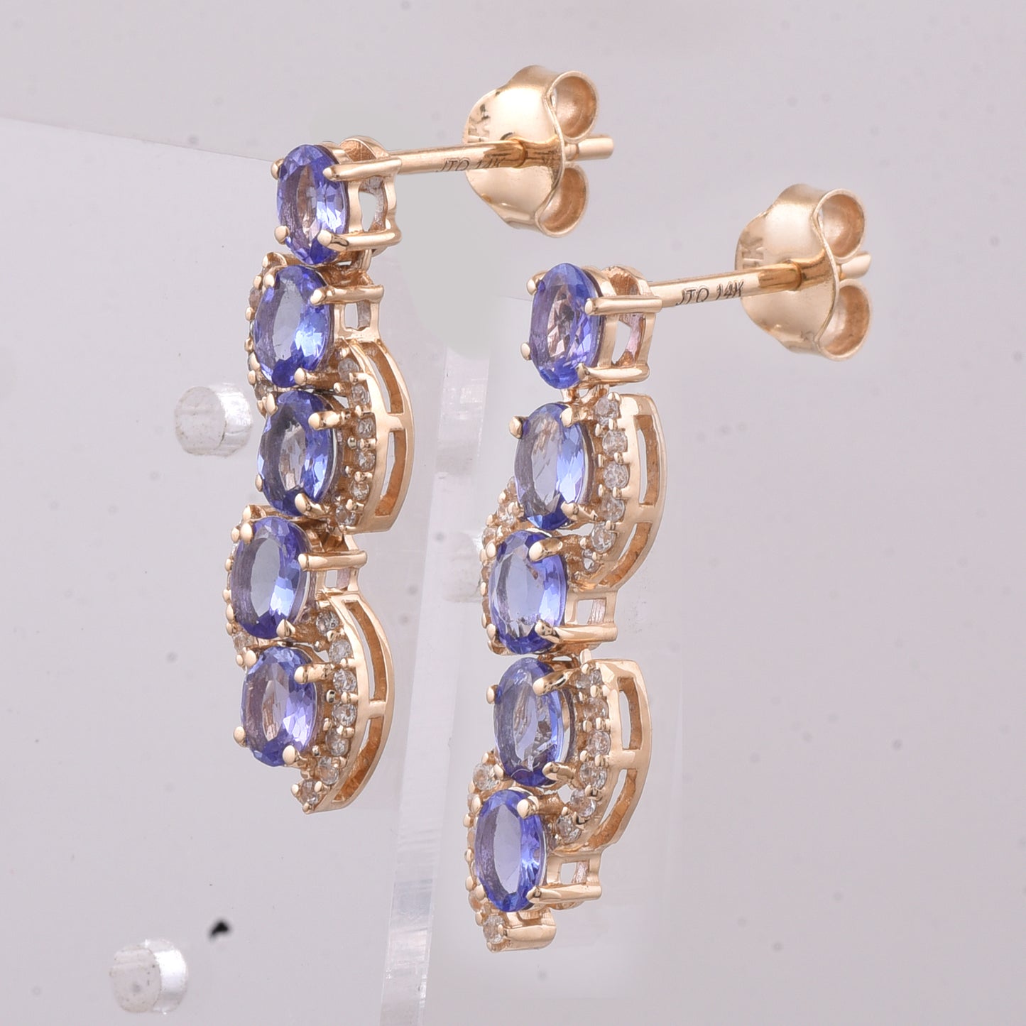 1.57 Ct Oval Natural Tanzanite 14K Gold Earrings