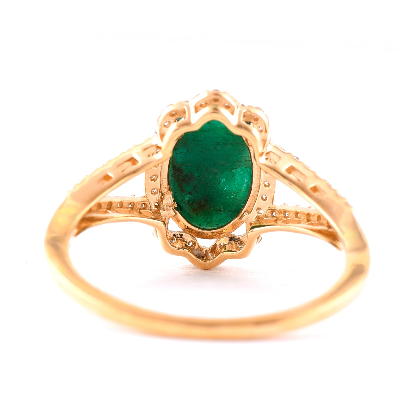 1.70 Ct Oval Cabochon Cut Natural Emerald 14K Gold Ring