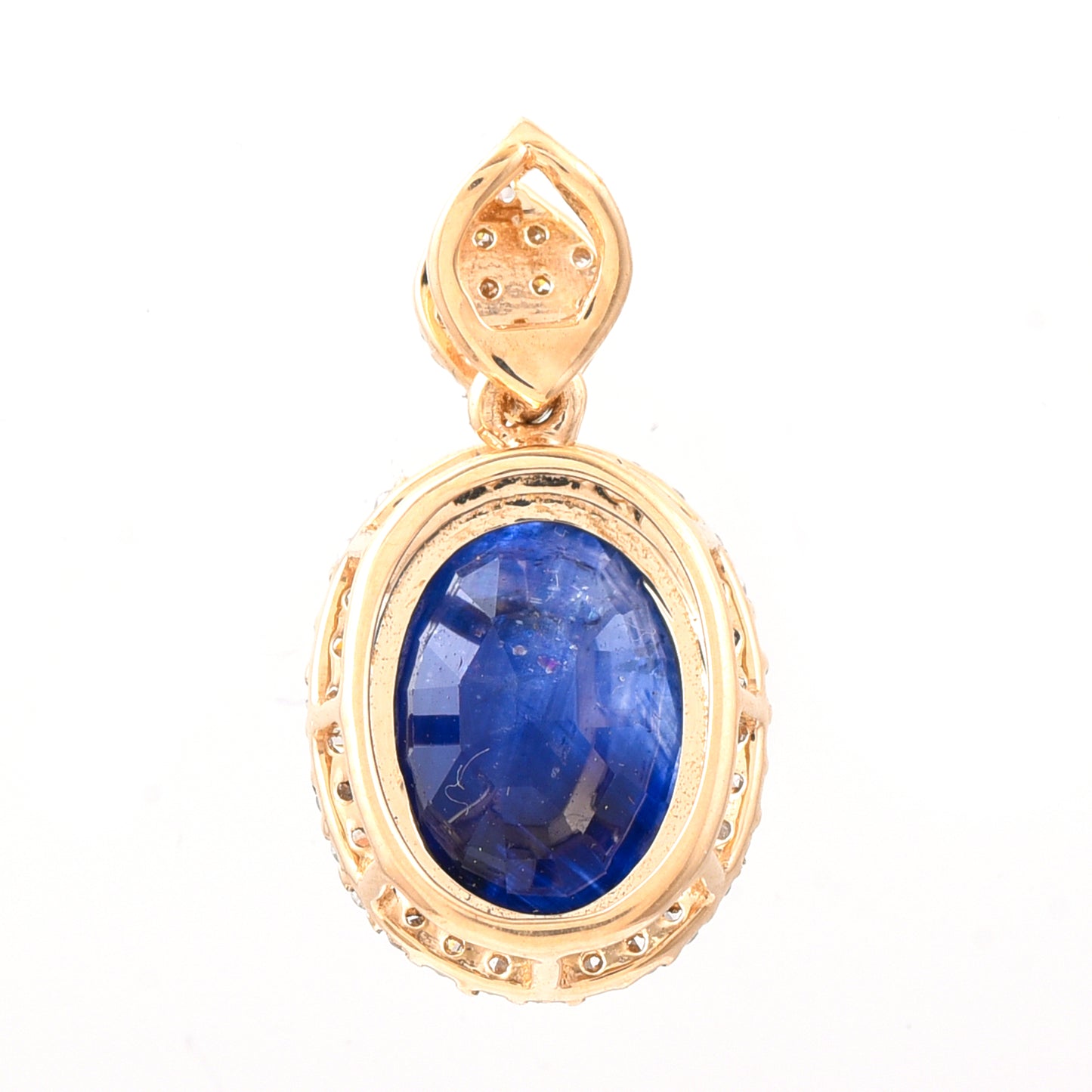 2.90 Ct Oval Mixed Cut Natural Sapphire 14K Gold Pendant