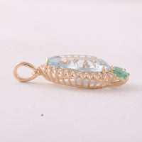 5.09 Ct Pear Aquamarine 9K Gold Pendant
