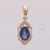 1.34 Ct Oval Natural Sapphire 14K Gold Pendant