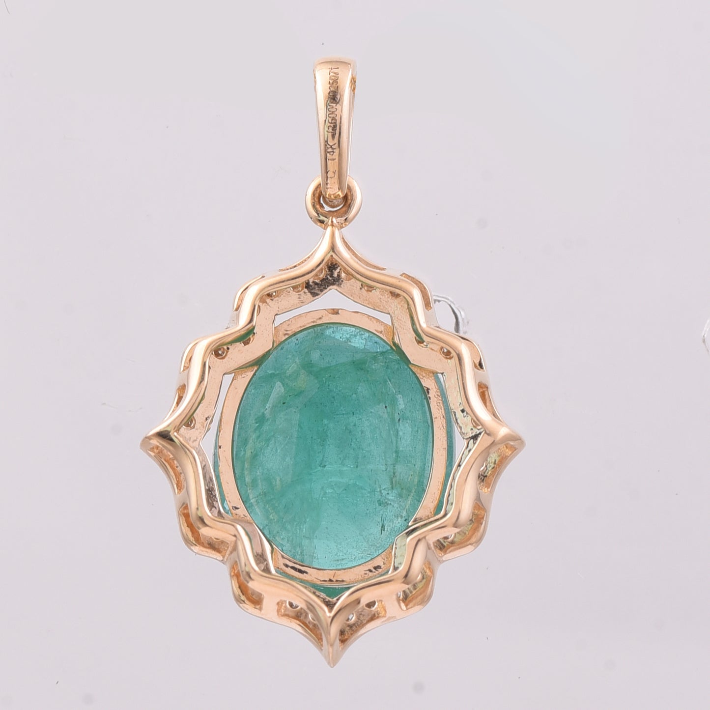 3.76 Ct Oval Mixed Cut Natural Emerald 14K Gold Pendant