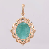 3.76 Ct Oval Mixed Cut Natural Emerald 14K Gold Pendant
