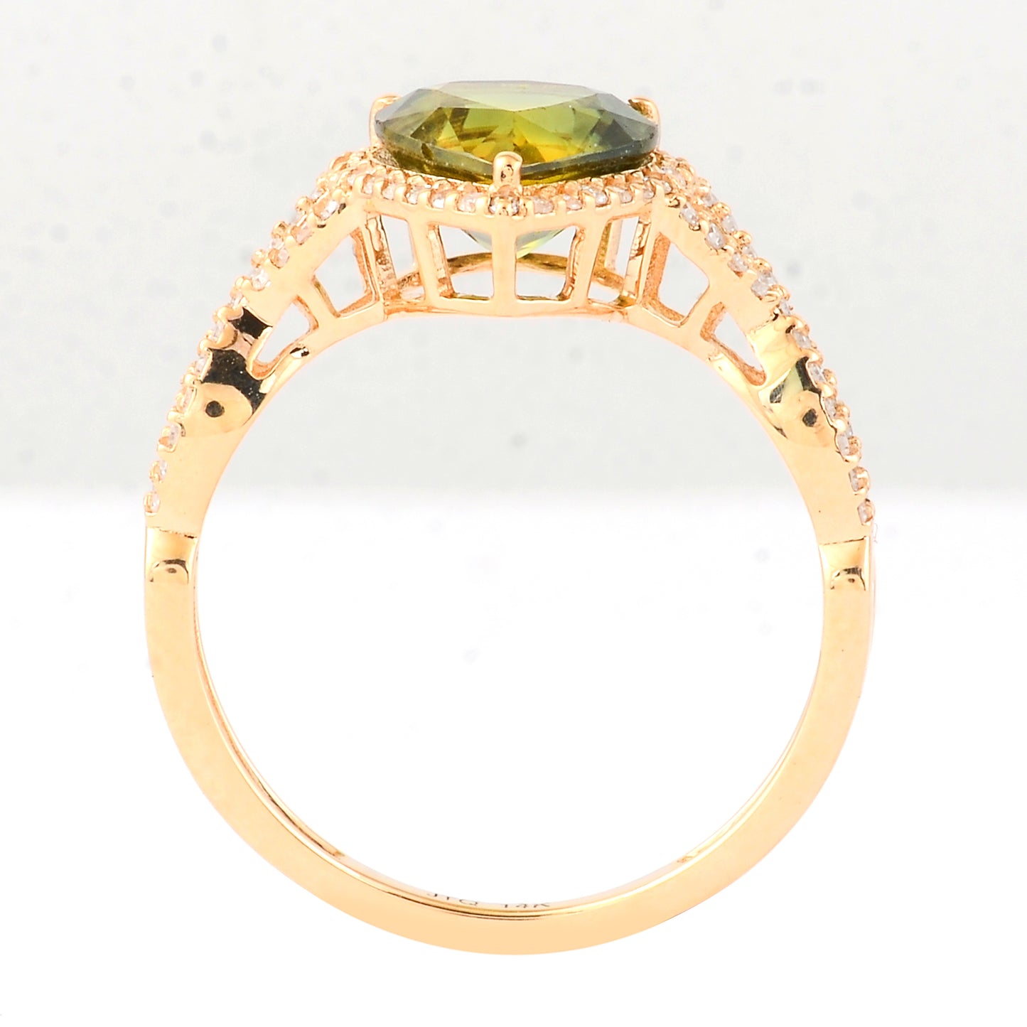 2.64 Ct Pear Mixed Cut Natural Green Sapphire 14K Gold Ring