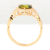 2.64 Ct Pear Mixed Cut Natural Green Sapphire 14K Gold Ring