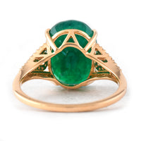 5.95 Ct Oval Mixed Cut Natural Emerald 14K Gold Ring