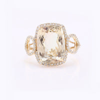 6.53 Ct Rectangular Cushion Mixed Cut Natural Plagioclase Feldspar Sunstone 14K Gold Ring