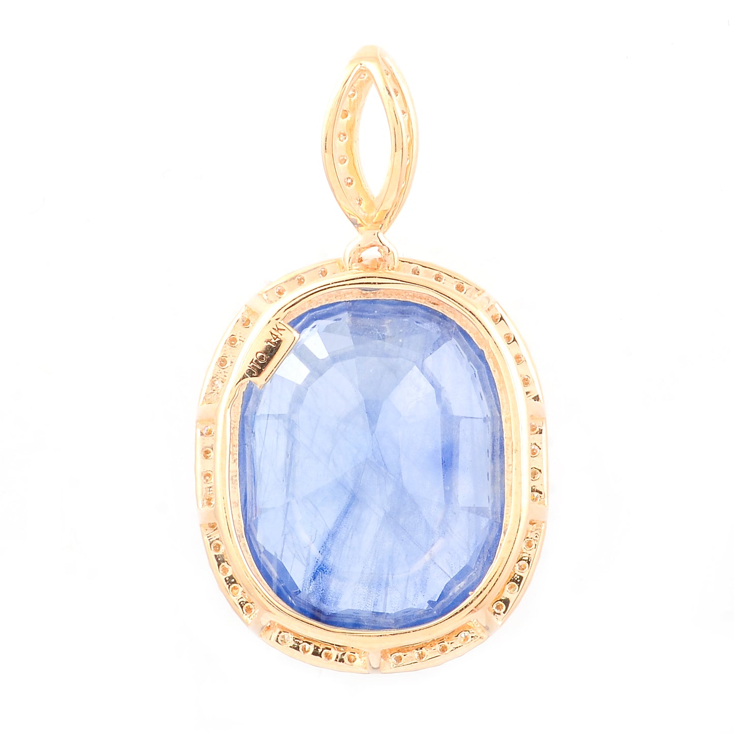 11.69 Ct Cushion Mixed Cut Natural Sapphire 14K Gold Pendant