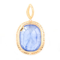 11.69 Ct Cushion Mixed Cut Natural Sapphire 14K Gold Pendant