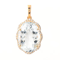5.86 Ct Oval Mixed Cut Natural Aquamarine 14K Gold Pendant