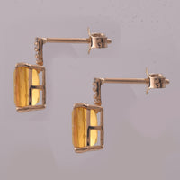 2.11 Ct Cushion Mixed Cut Natural Fire Opal 14K Gold Earrings
