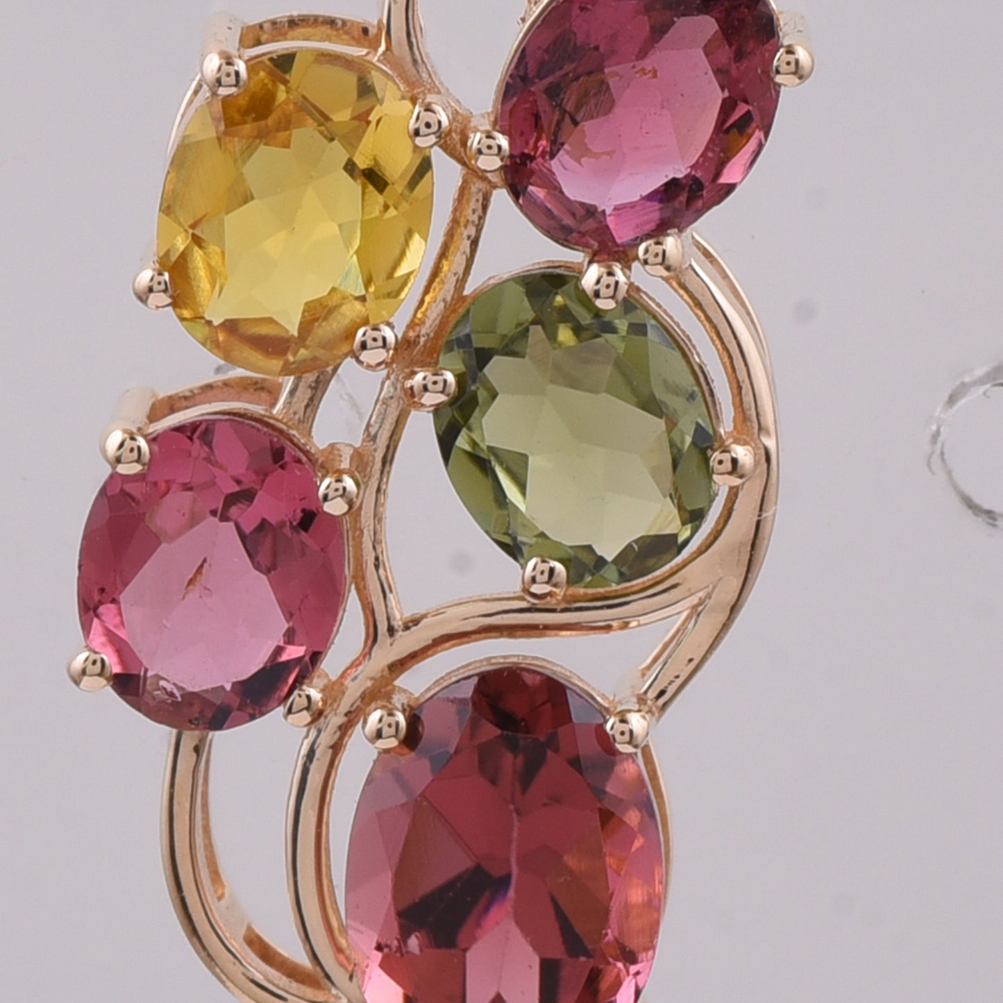 1.99 Ct Oval Natural Multi-Coloured Tourmaline 14K Gold Pendant