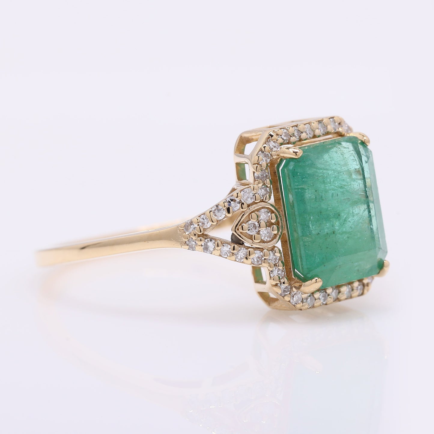 2.75 Ct Octagon Step Cut Natural Emerald 14K Gold Ring