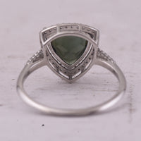 2.36 Ct Triangle Mixed Cut Natural Green Tourmaline 950 Platinum Ring