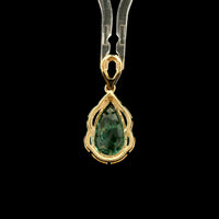 1.84 Ct Pear Mixed Cut Natural Emerald 14K Gold Pendant