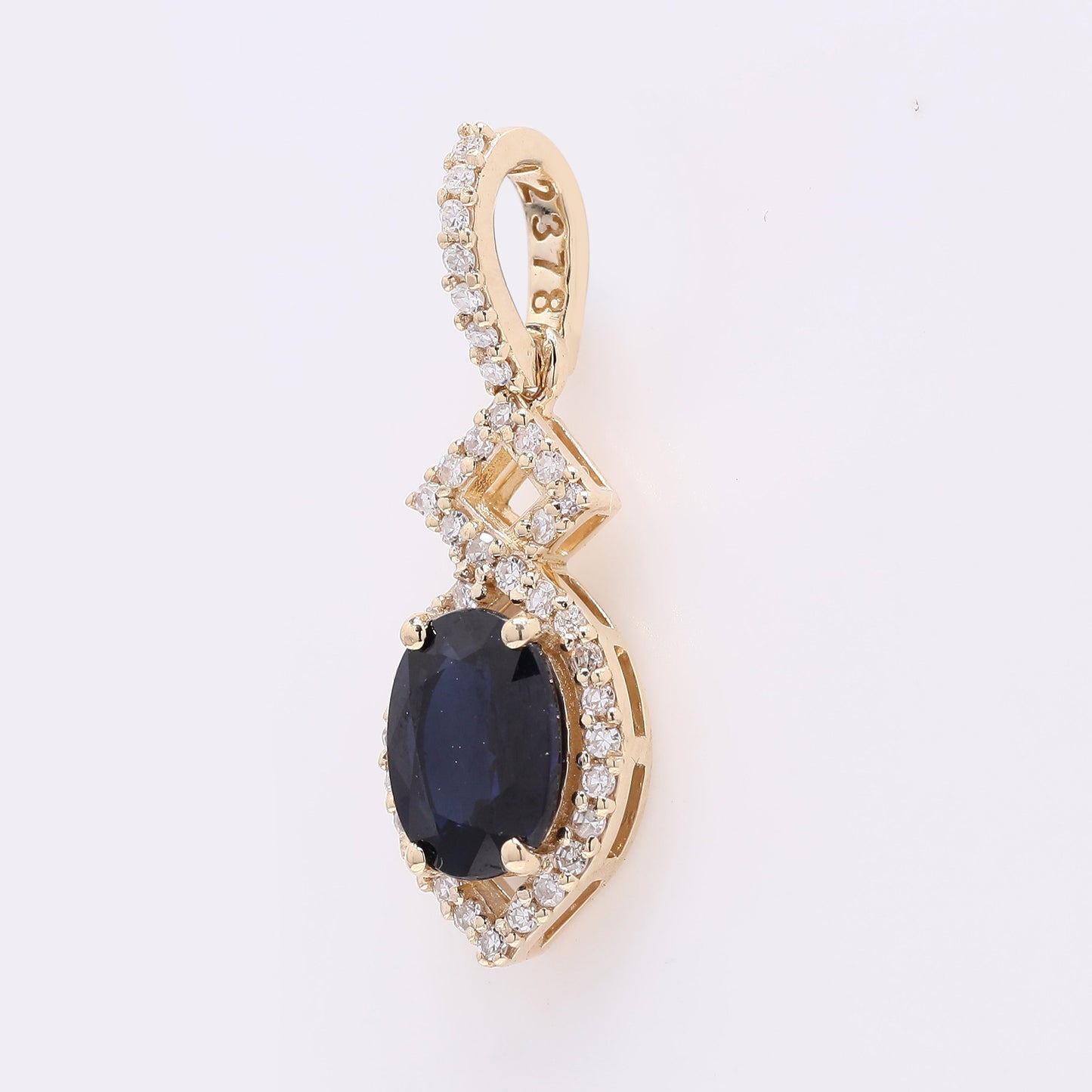 1.07 Ct Oval Mixed Cut Natural Sapphire 14K Gold Pendant